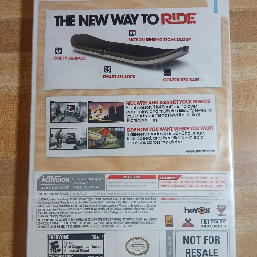Tony‎ Hawk Ride for Wii - Red and Tan Cover